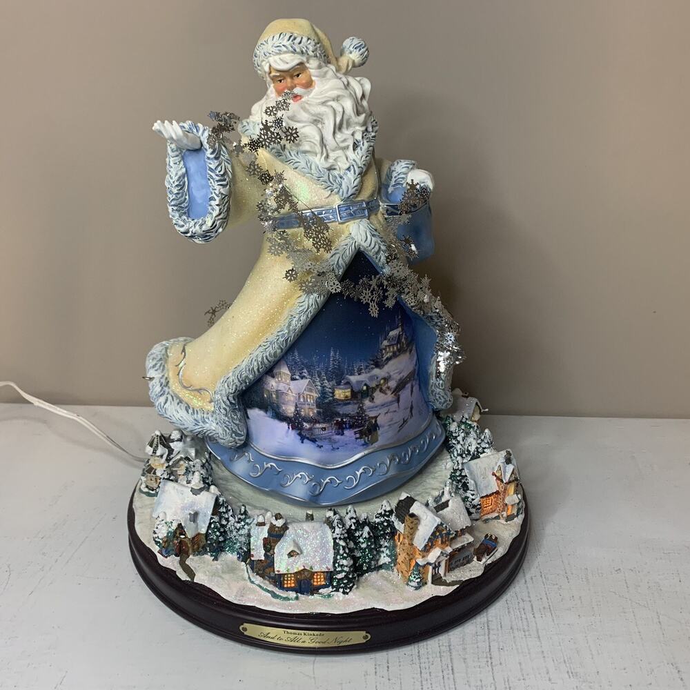 Thomas Kinkade And To All A Good Night Musical Santa Figurine Xmas Bradford